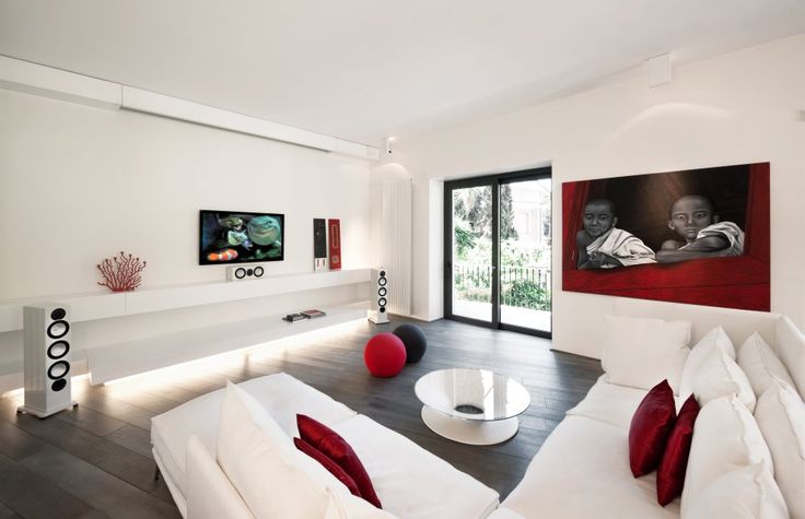 Red & White Apartment | Minimalist living room, Modern minimalist .