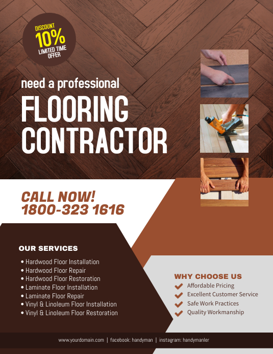 Professional Flooring Contractor Flyer Poster Template | PosterMyWa