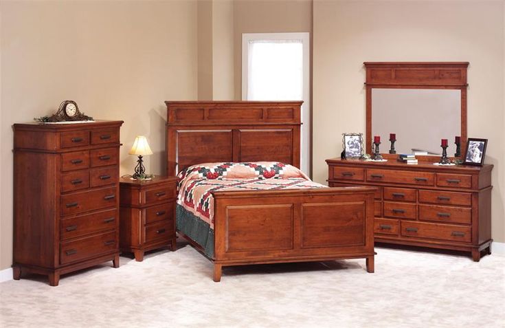 Amish Starling Shaker Five Piece Bedroom Furniture Set in Rustic .