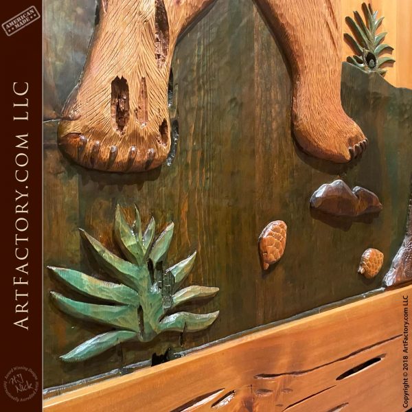 Standing Bear Carved Door: Fine Art By Award Winning Artist H.J. Ni
