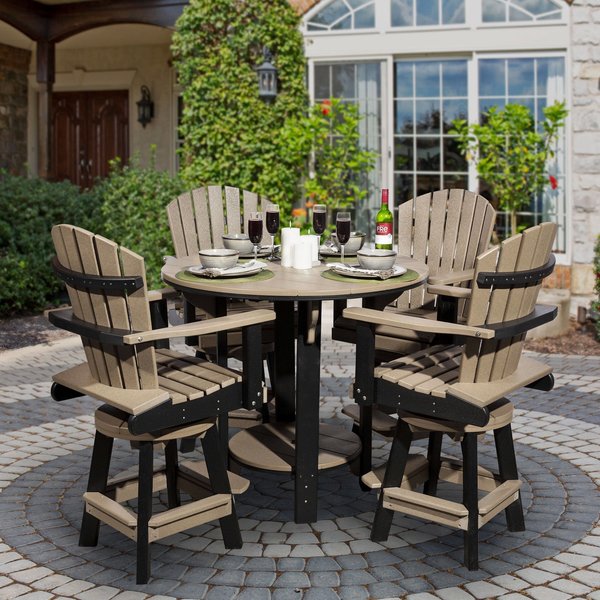 Amish Leisure Lawns Poly Balcony Table Set with Four Swivel Chairs