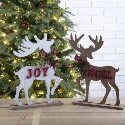 The Holiday Aisle® 2 Piece Farmhouse Joy Reindeer Table Set .