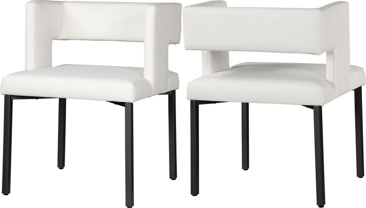 2 Meridian Furniture Caleb White Black Faux Leather Dining Chairs .