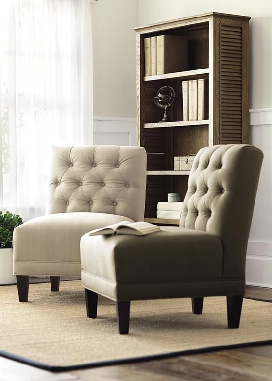 Two tufted armless chairs | Living room bench, Contemporary living .