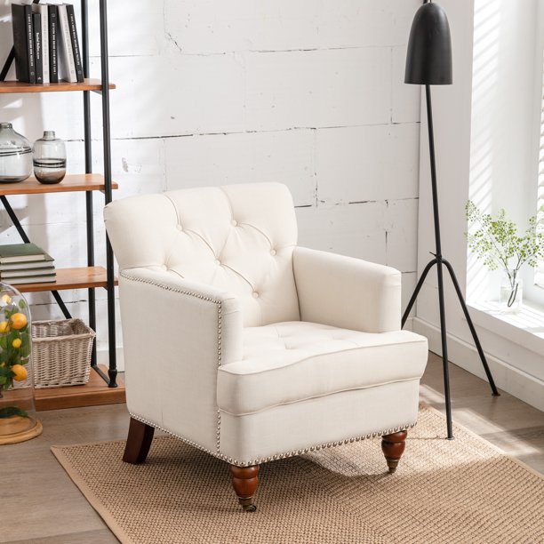 Club Chair Oversized Living Room Linen Accent Armchair .