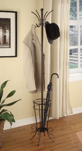 Kings Brand Red Finish Metal Coat Rack & Hat Stand With Umbrella .