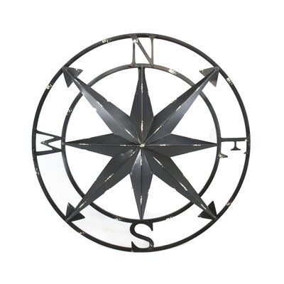 Longshore Tides Distressed Metal Compass Rose Nautical Wall Décor .