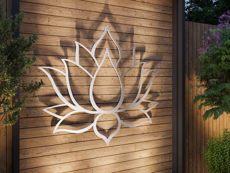 Lotus Flower Large Outdoor Metal Wall Art Garden Sculpture - Etsy .