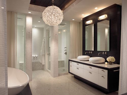 Round Bathroom Chandelier | Bathroom chandelier, Bathroom design .