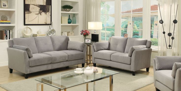 Furniture of America Ysabel Gray Sofa CM6716GY-SF | Grey living .