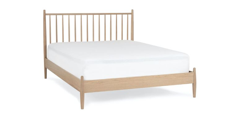 Lenia White Oak Queen Bed | Mid century modern bed, White paneling .
