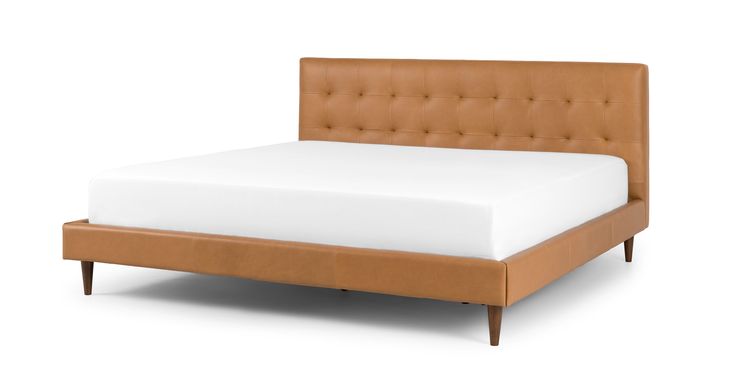 Sven Charme Tan Queen Bed | Mid century modern bed, Leather bed .