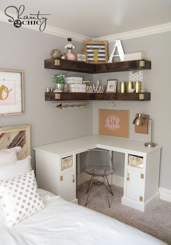 Add more storage to your small space with some DIY floating corner .