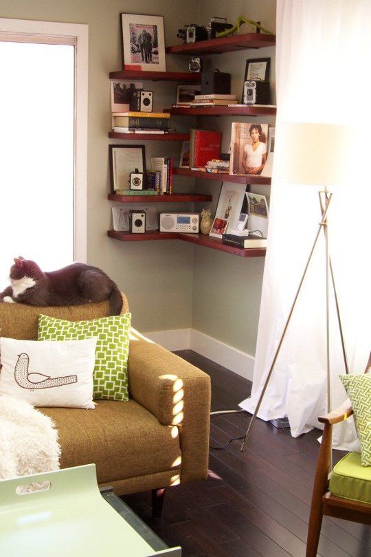 Corner Shelves: A Smart Small Space Solution All Over the House .