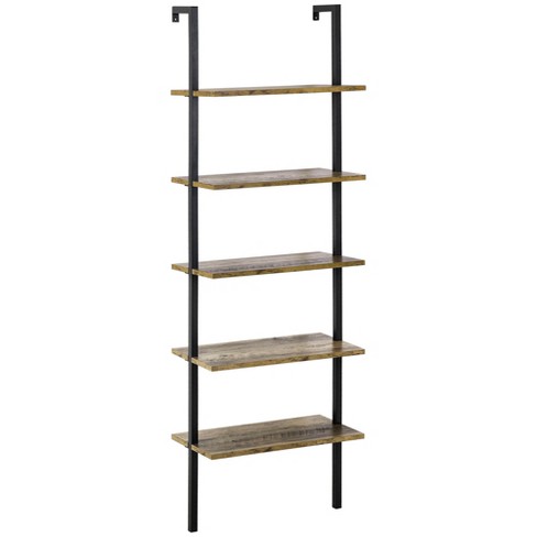 Homcom Industrial 5 Tier Ladder Shelf, Wall Mount Storage Shelves .