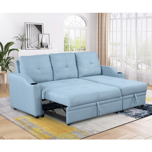 80.3" Modern Pull Out Convertible Sleeper Sofa Bed, Upholstered 3 .