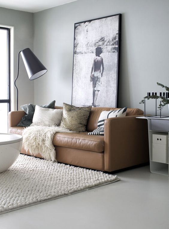 Creating your dream house with grey leather sofa