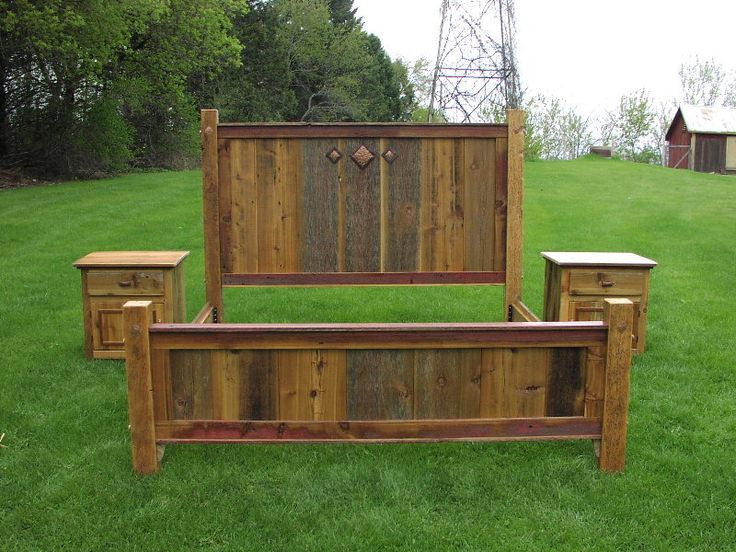 Custom Furniture Gallery - King Bed of Antique Wood Detail Page .