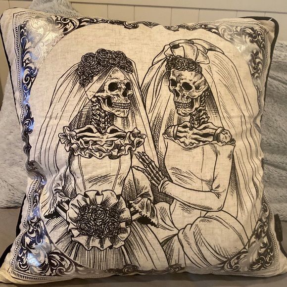 Skeleton brides pillow Halloween Cynthia rowley | Rowley .