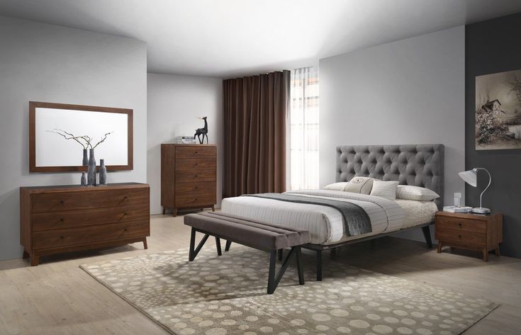 Garner Modern Grey & Walnut Nightstand | Walnut bedroom, Bedroom .