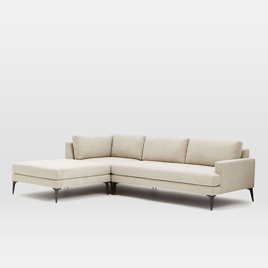 Andes 3-Piece Sectional - Stone (Twill) | Sectional, White .