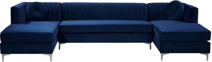 Blue Graham Velvet 3pc. Sectional in 2023 | Meridian furniture .