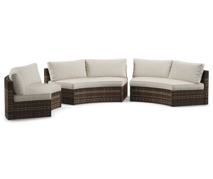 Wilson & Fisher Manhattan All Weather Wicker Cushioned Curved Sofa .
