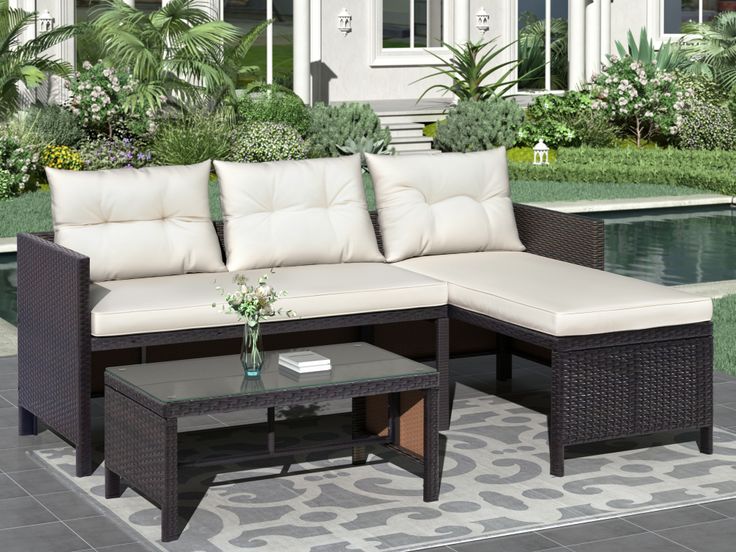 Clearance! 3 Pieces Patio Furniture Sectional Set, Outdoor .