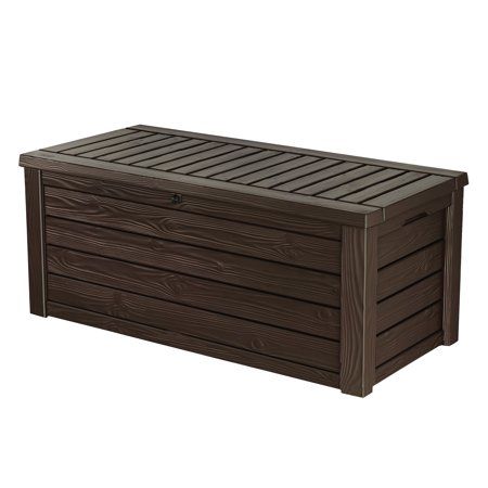 Keter Westwood Outdoor Storage 150 Gallon Resin Deck Box and Bench .