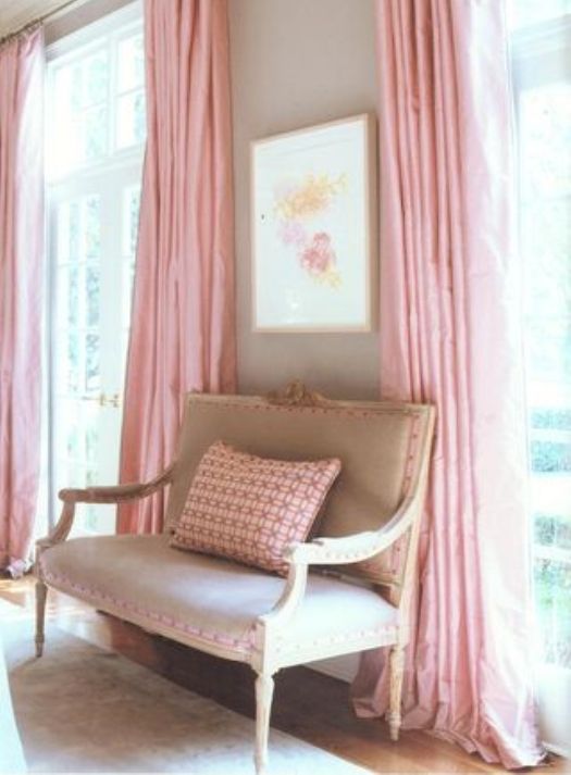 The Library | Home decor, Pink curtains, Ho