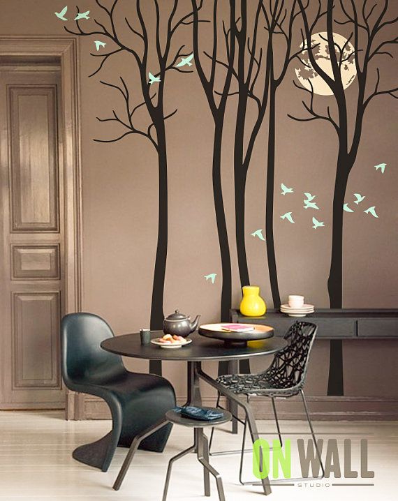 TREE WALL DECAL Set of 5 Piece Tree Vinyl Decals With Birds - Etsy .