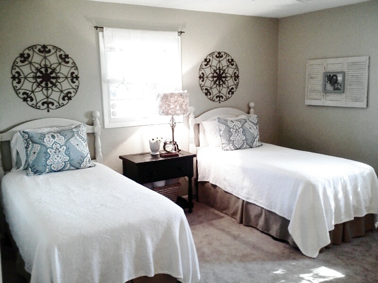 guest room with two twin beds for family like hubby's mom n sister .