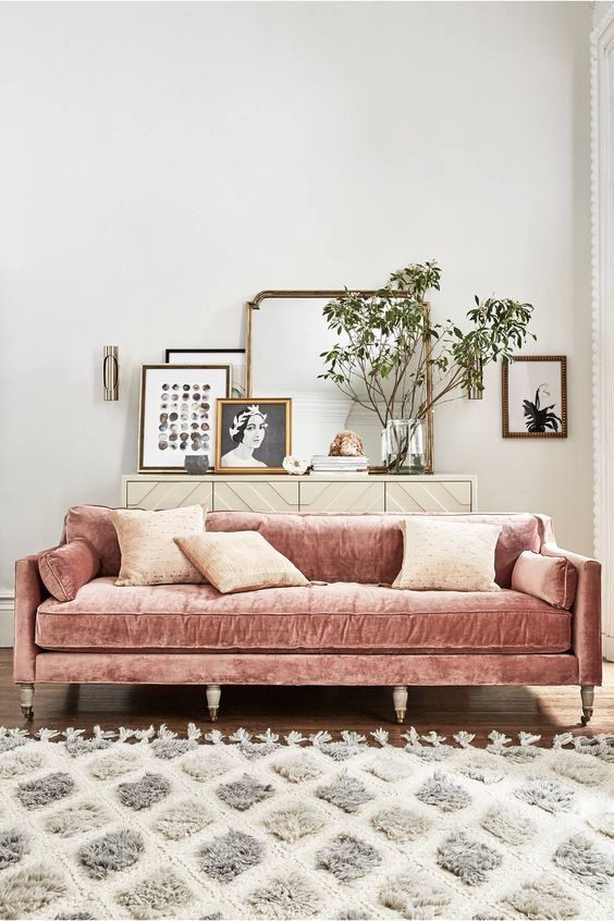 Pink Velvet Sofa | Home decor, Living room decor, House interi