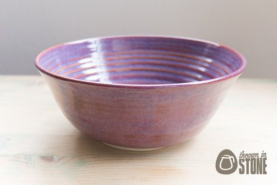 Large Stoneware Bowl Purple Serving Bowl Decorative Bowl | Etsy .