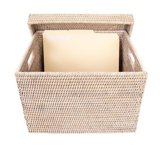 Tava Handwoven Rattan Letter File Box With Lid #potterybarn | File .