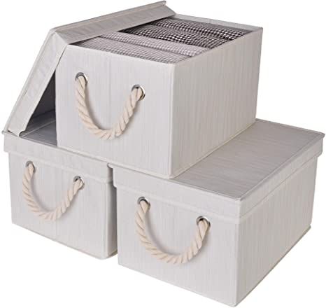 StorageWorks Storage Bins with Lids, Decorative Storage Boxes with .