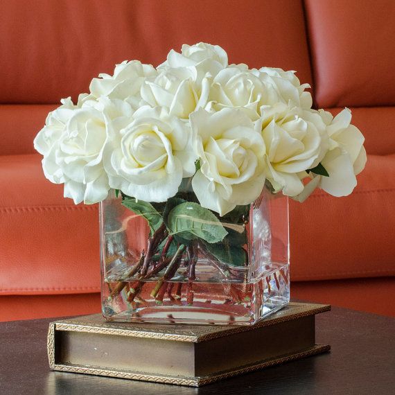 Large White Rose Real Touch Arrangement-white Rose - Etsy .
