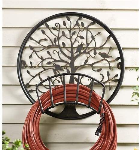 Tree of Life Metal Wall Mounted Hose Holder | Garden hose holder .