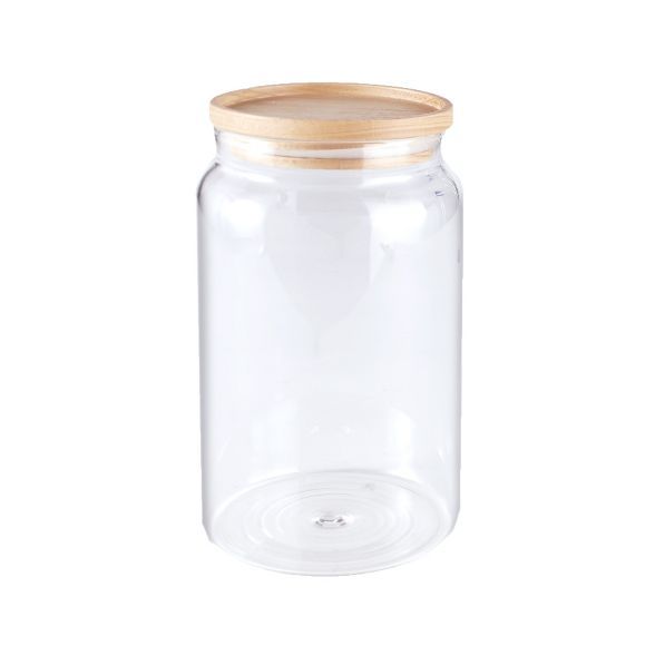 Lakeside Decorative Clear Glass Storage Jar with Wooden Lid for .