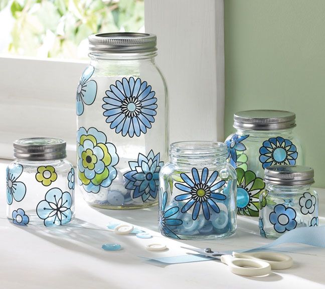 glass painting - Martha Stewart Crafts | Crafts with glass jars .