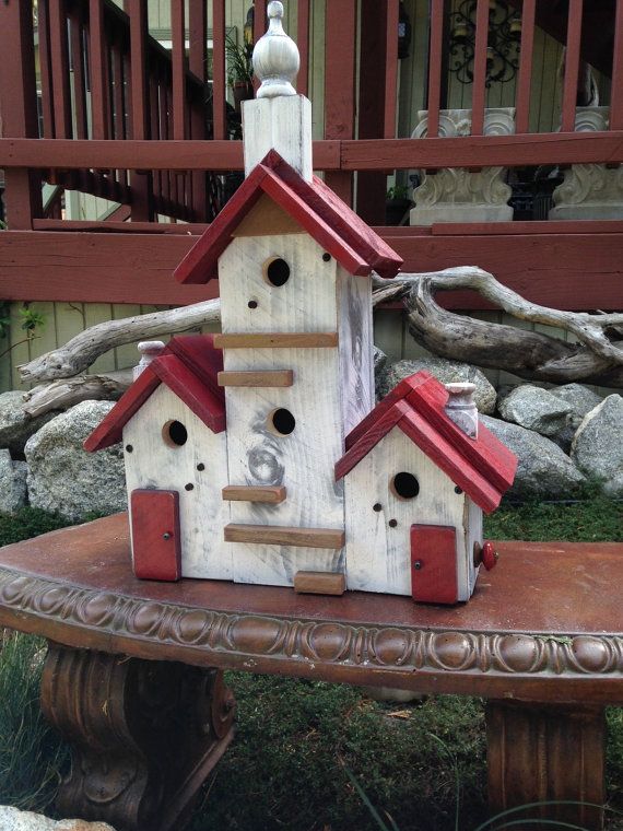 Birdhouse Handmade Large Bird House Post Mount Condo | Bird house .