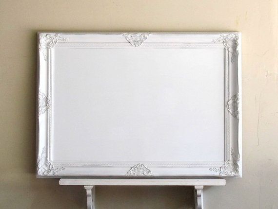 Decorative WHITEBOARD Framed Dry Erase Board Distressed White .