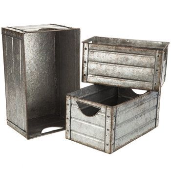 Galvanized Metal Rectangle Container Set | Hobby Lobby | 1549351 .