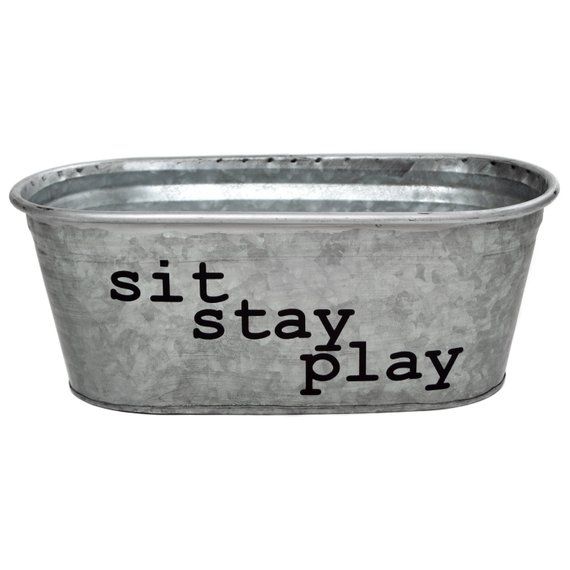 Sit Stay Play Dog Toys Decorative Metal Storage Bin Hand | Etsy .