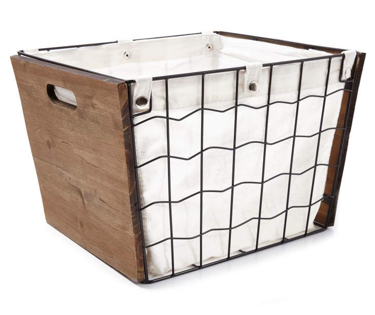 Large Metal Wire Storage Bin with Snap Canvas Liner - Big Lots .