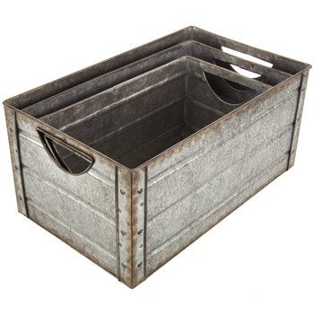 Galvanized Metal Rectangle Container Set | Hobby Lobby | 1549351 .