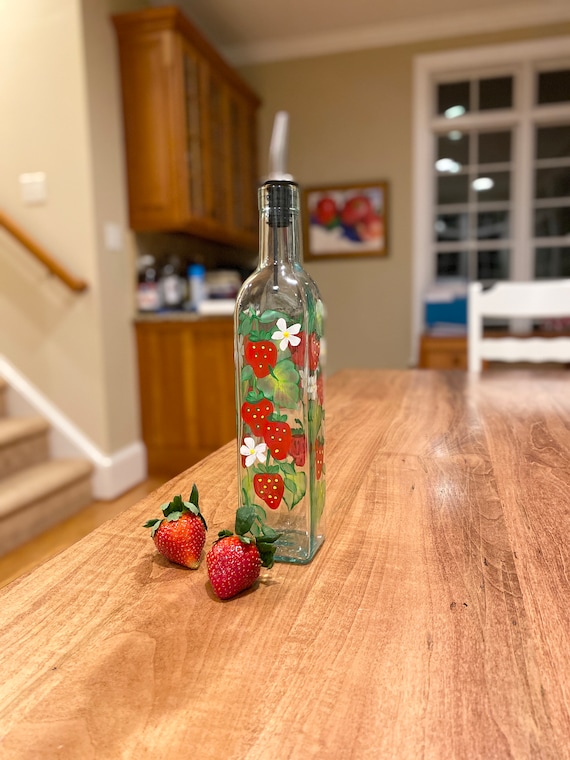 Hand Painted Oil and Vinegar Bottle Strawberry Decor - Etsy Singapo