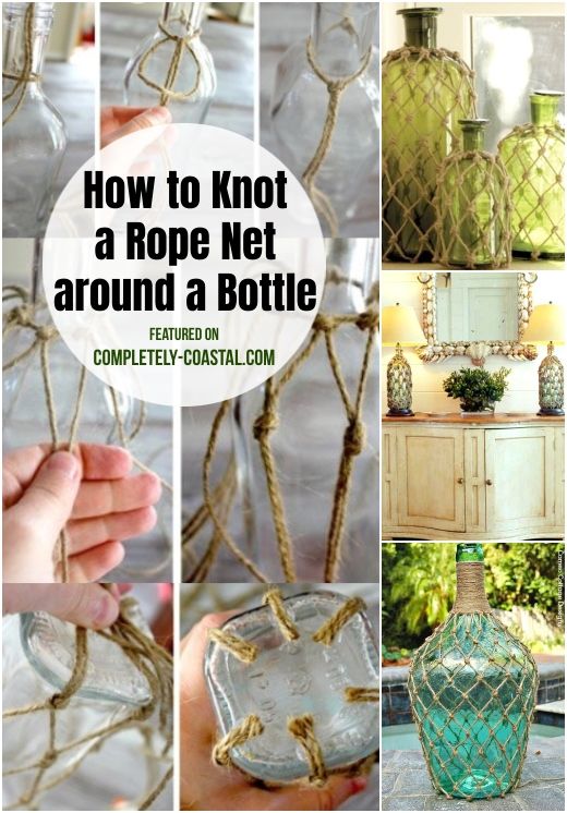 Rope Net Knotted Bottle Ideas | Vases & Lamps | Glass bottle diy .
