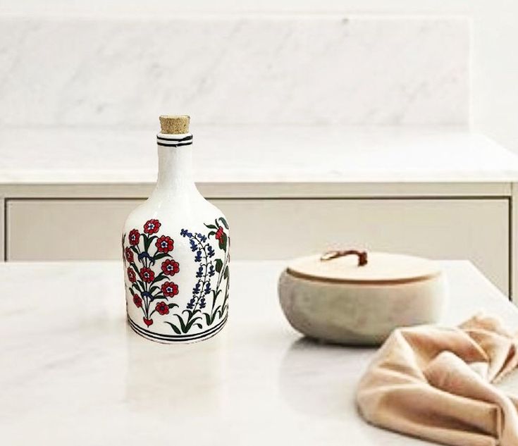 Ceramic Oil Bottle, Mediterranean Oil Bottle, Ceramic Bottle .