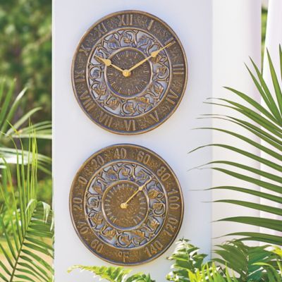 Tell time and temperature with our stylish outdoor clock and .